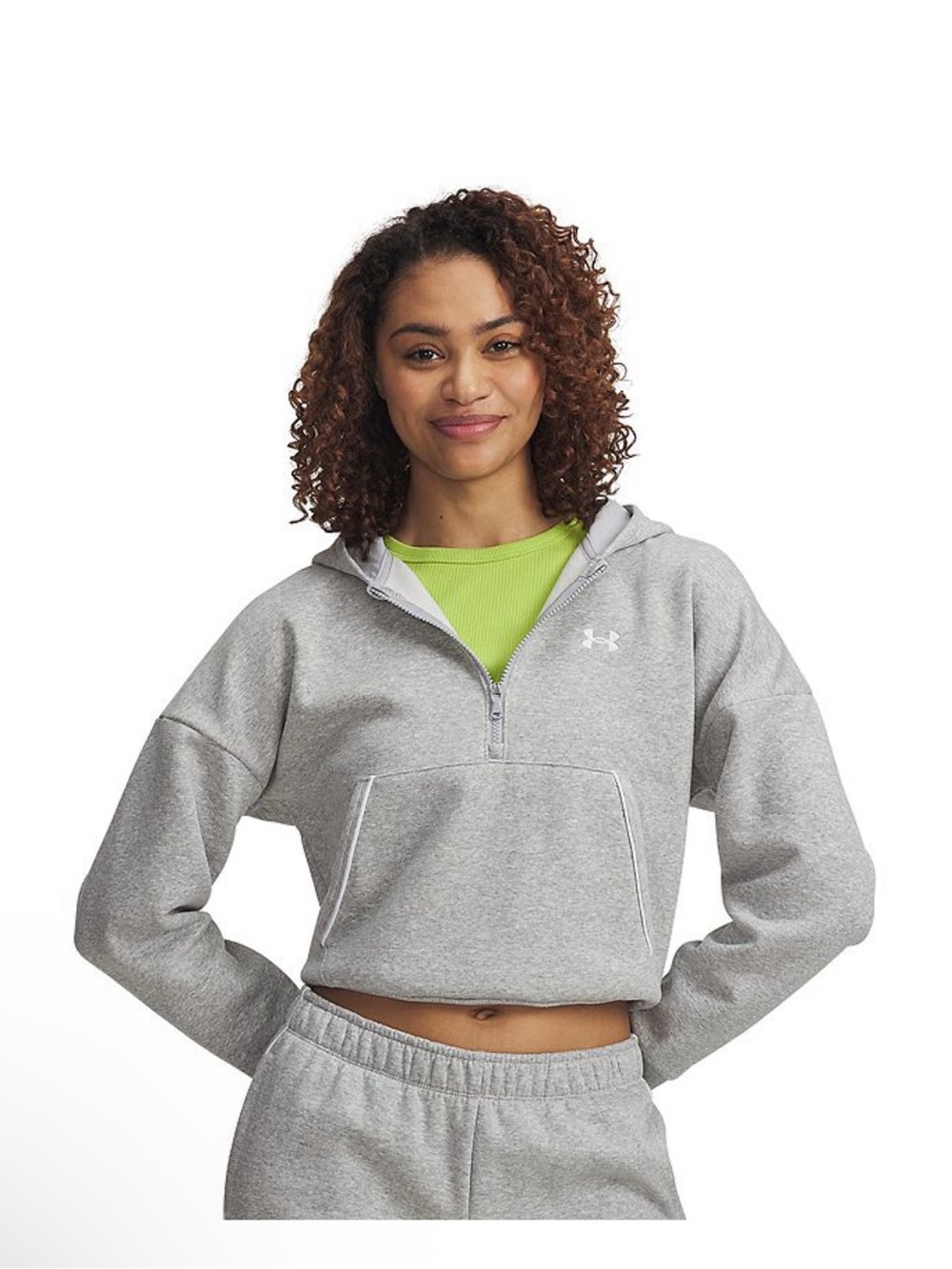 Women's Under Armour Rival Fleece Piped 1/2 Zip Hoodie Size 2XL Gray NWT